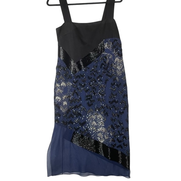 Prabal‎ Gurung Navy Silk Beaded Evening Cocktail Dress Size 6 quiet luxury - Picture 6 of 10